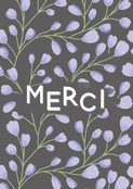Merci floral sur fond gris &eacute;l&eacute;gant